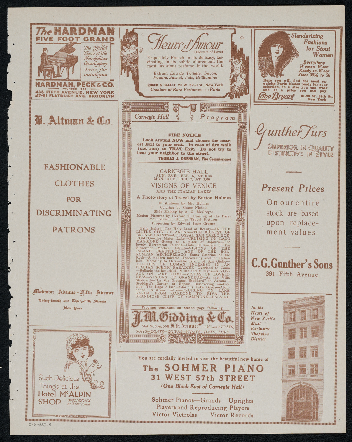 Burton Holmes Travelogue: Visions of Venice, February 6, 1921, program page 5