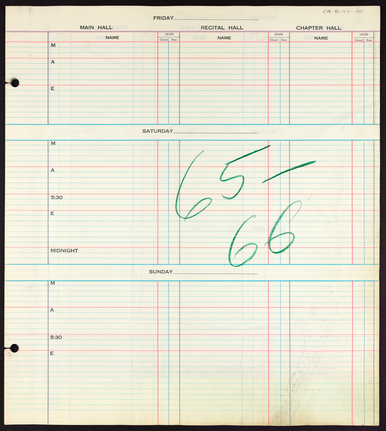 Carnegie Hall Booking Ledger, volume 11, page 1