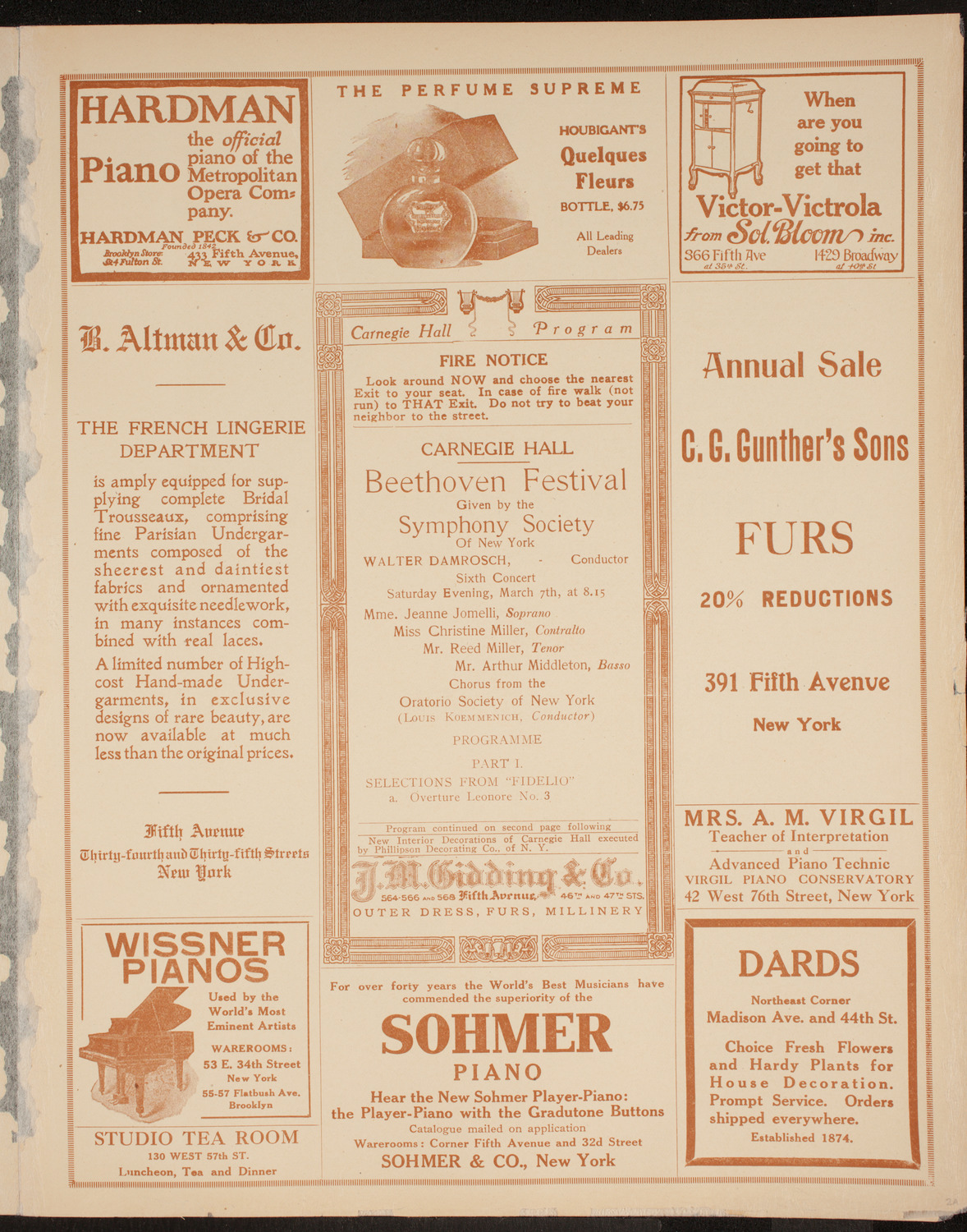 New York Symphony Orchestra: Beethoven Festival, March 7, 1914, program page 5