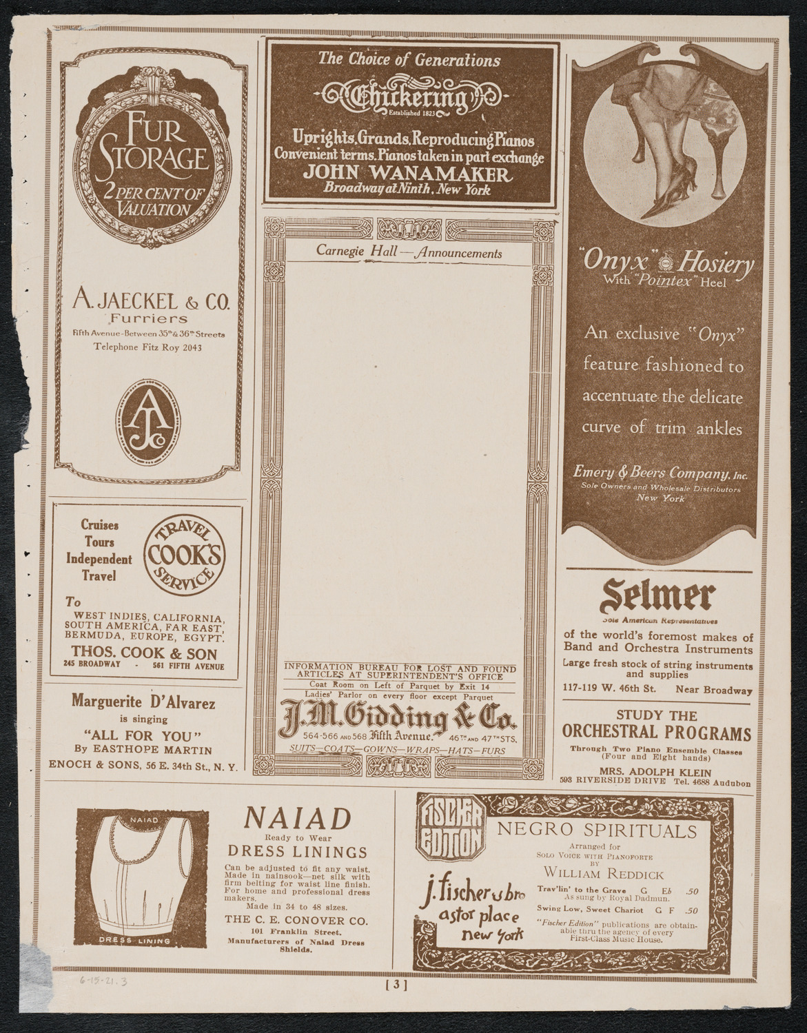Graduation: New York College of Dentistry, June 15, 1921, program page 3