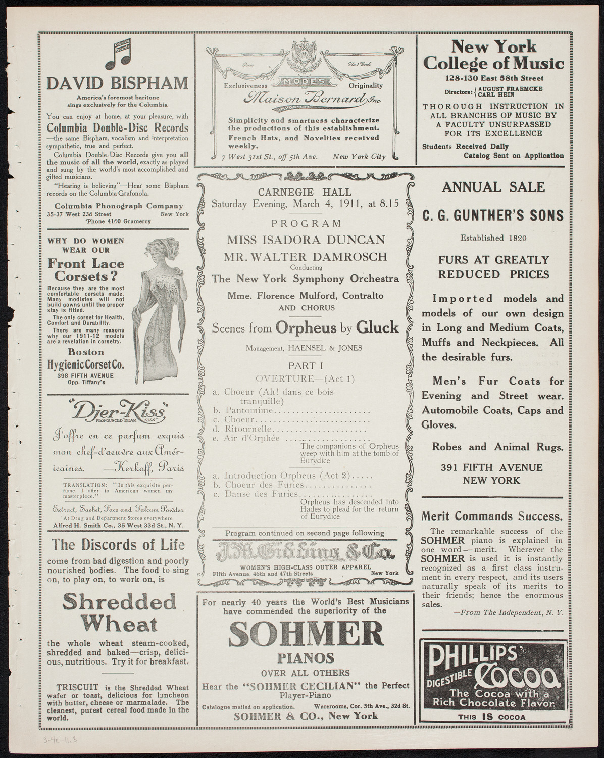Isadora Duncan, Dancer, with the New York Symphony Orchestra, March 4, 1911, program page 5