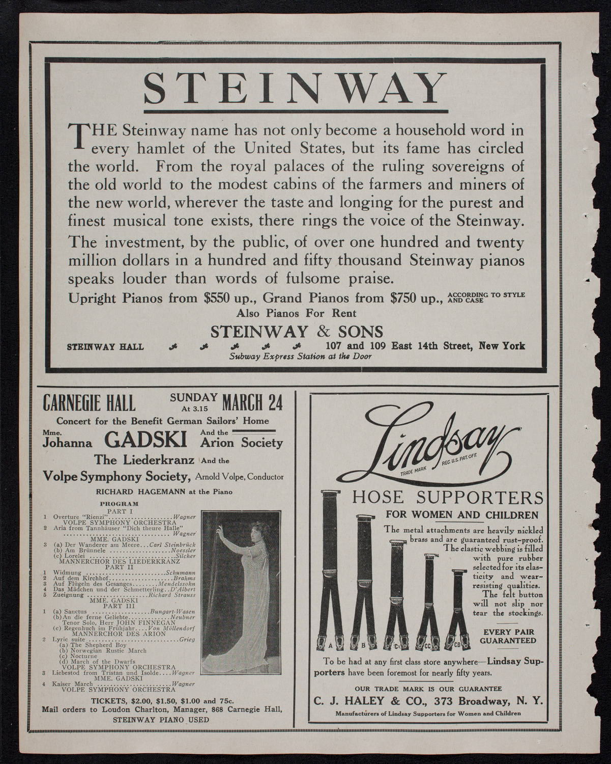 New York Philharmonic, March 8, 1912, program page 4