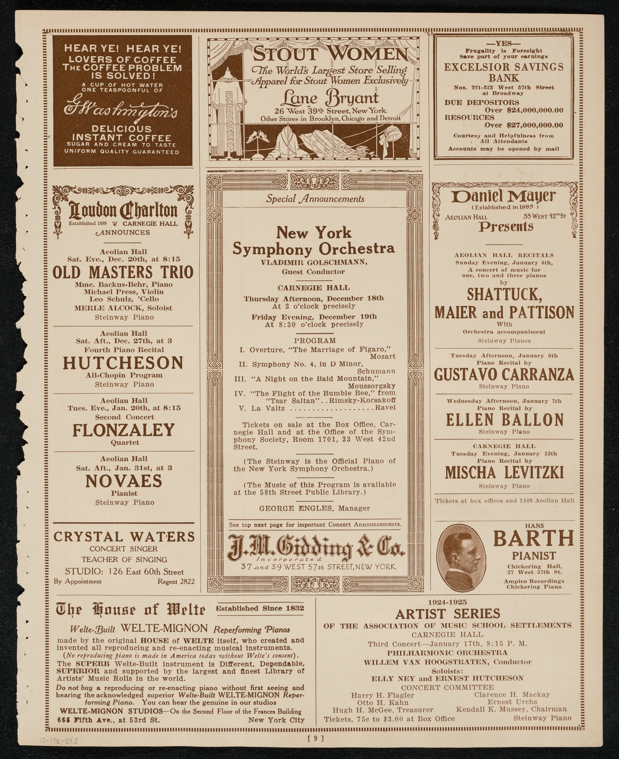State Symphony Orchestra of New York, December 17, 1924, program page 9