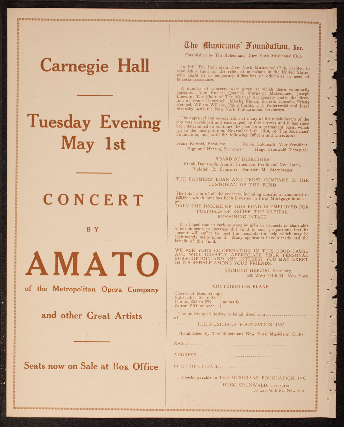 Columbia University Chorus, April 25, 1917, program page 10