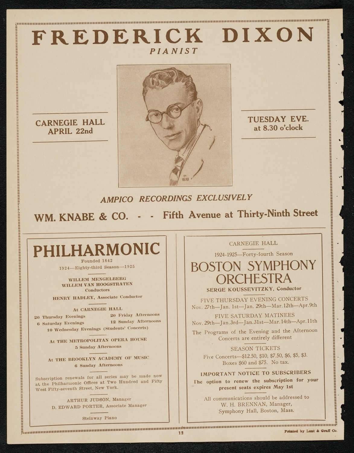 Frederic Dixon and Marguerite Schuiling, April 22, 1924, program page 12