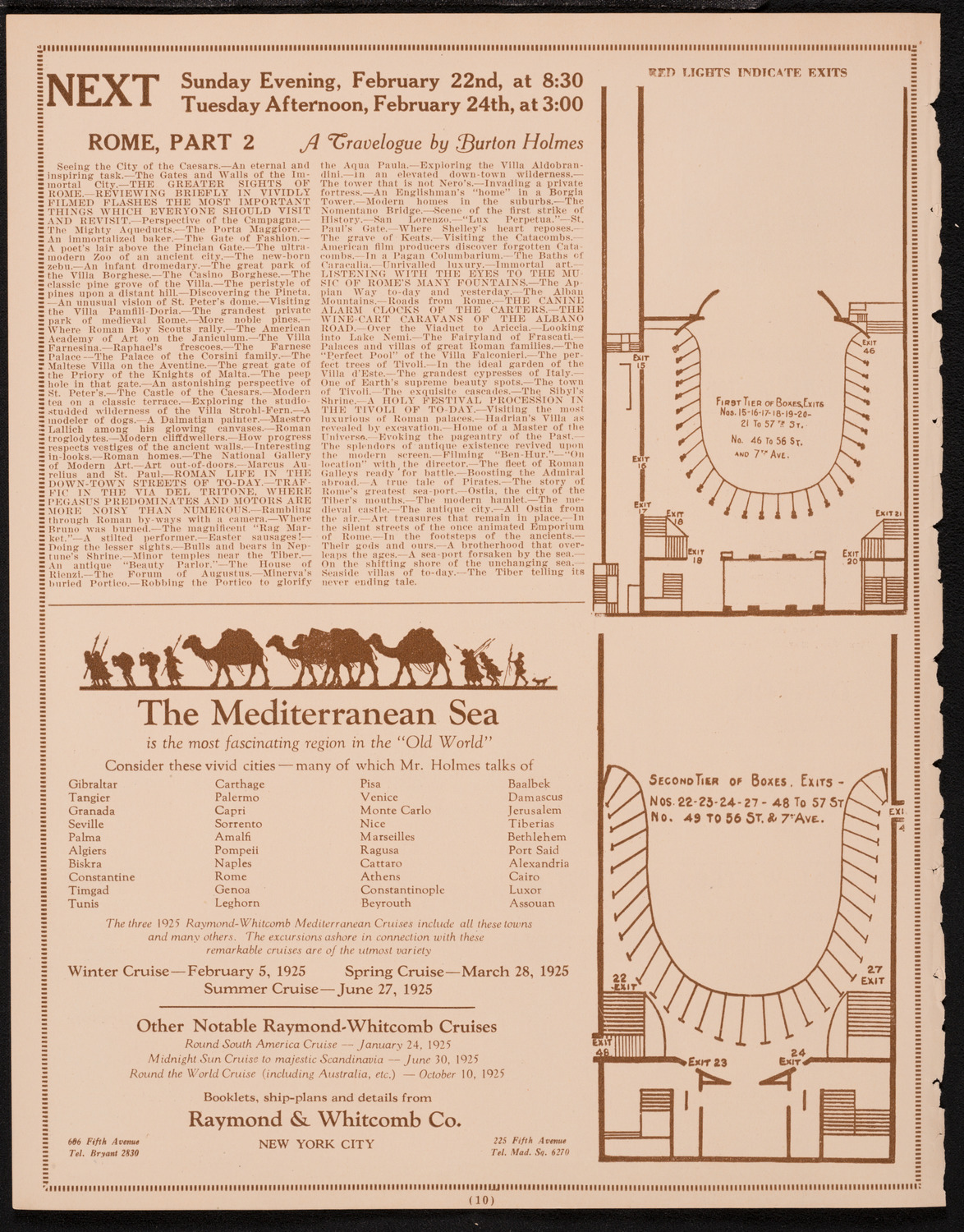 Burton Holmes Travelogue: Rome, February 15, 1925, program page 4