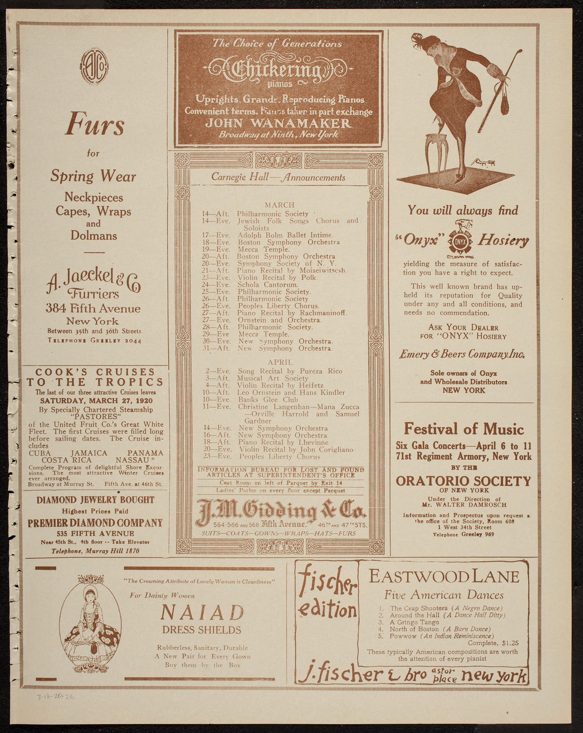 Isadora Duncan Dancers, March 13, 1920, program page 3