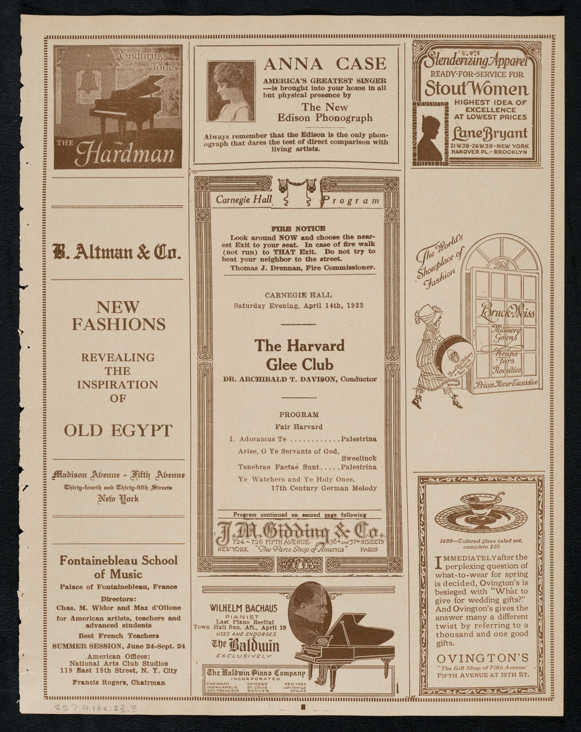 Harvard Glee Club, April 14, 1923, program page 5