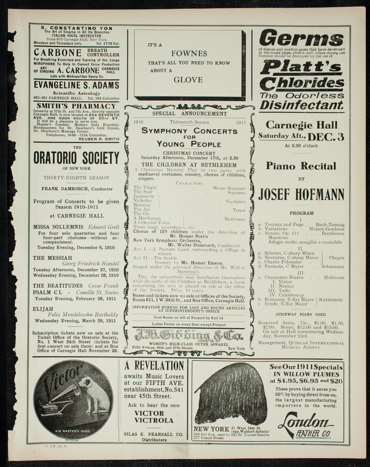 New York Philharmonic, November 29, 1910, program page 9