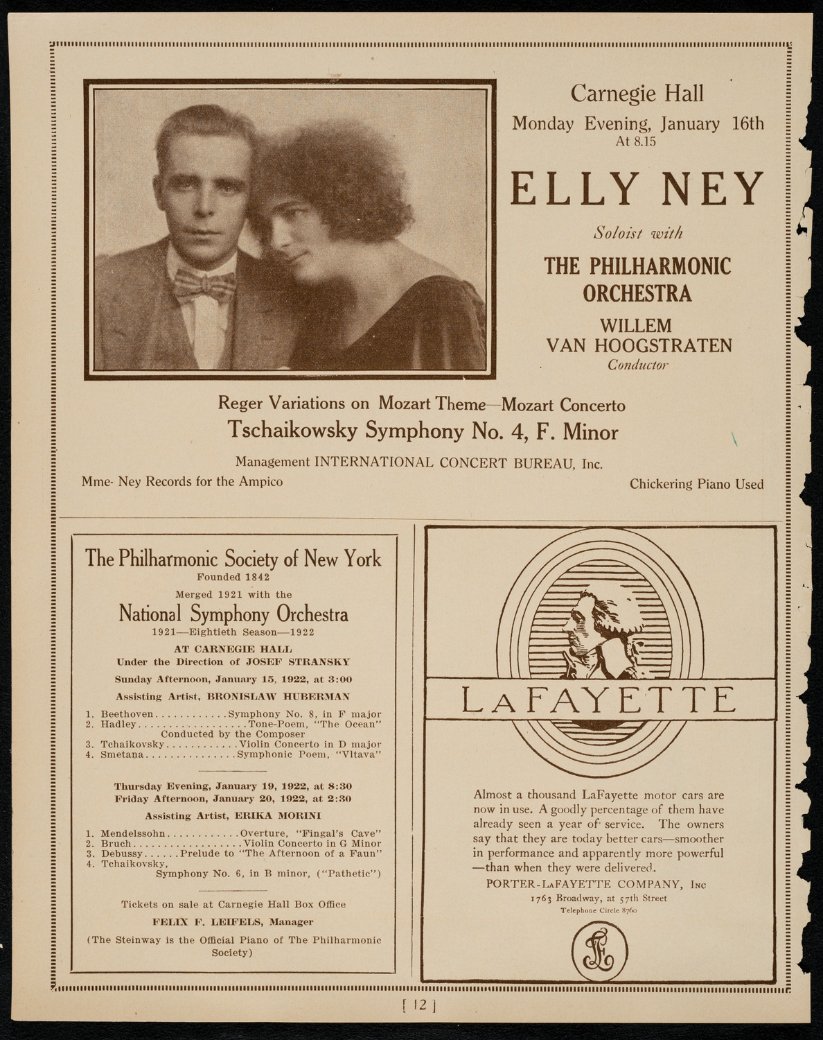 Josef Stopak, Violin, January 14, 1922, program page 12