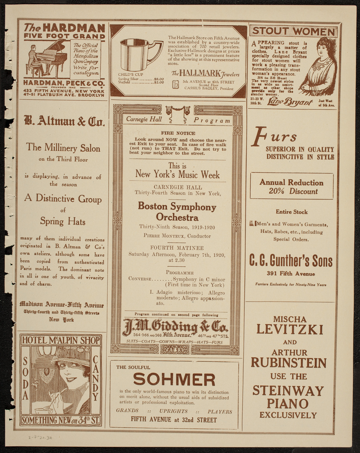 Boston Symphony Orchestra, February 7, 1920, program page 5