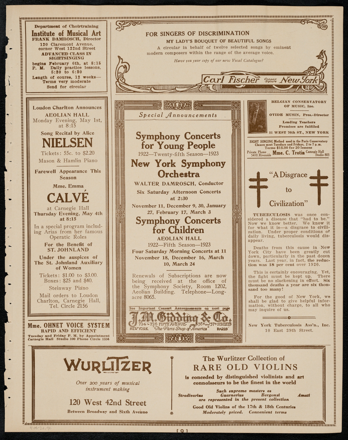 Philadelphia Orchestra, April 18, 1922, program page 9