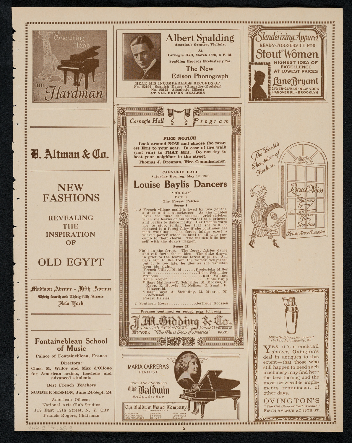 Louise Baylis Dancers, May 12, 1923, program page 5