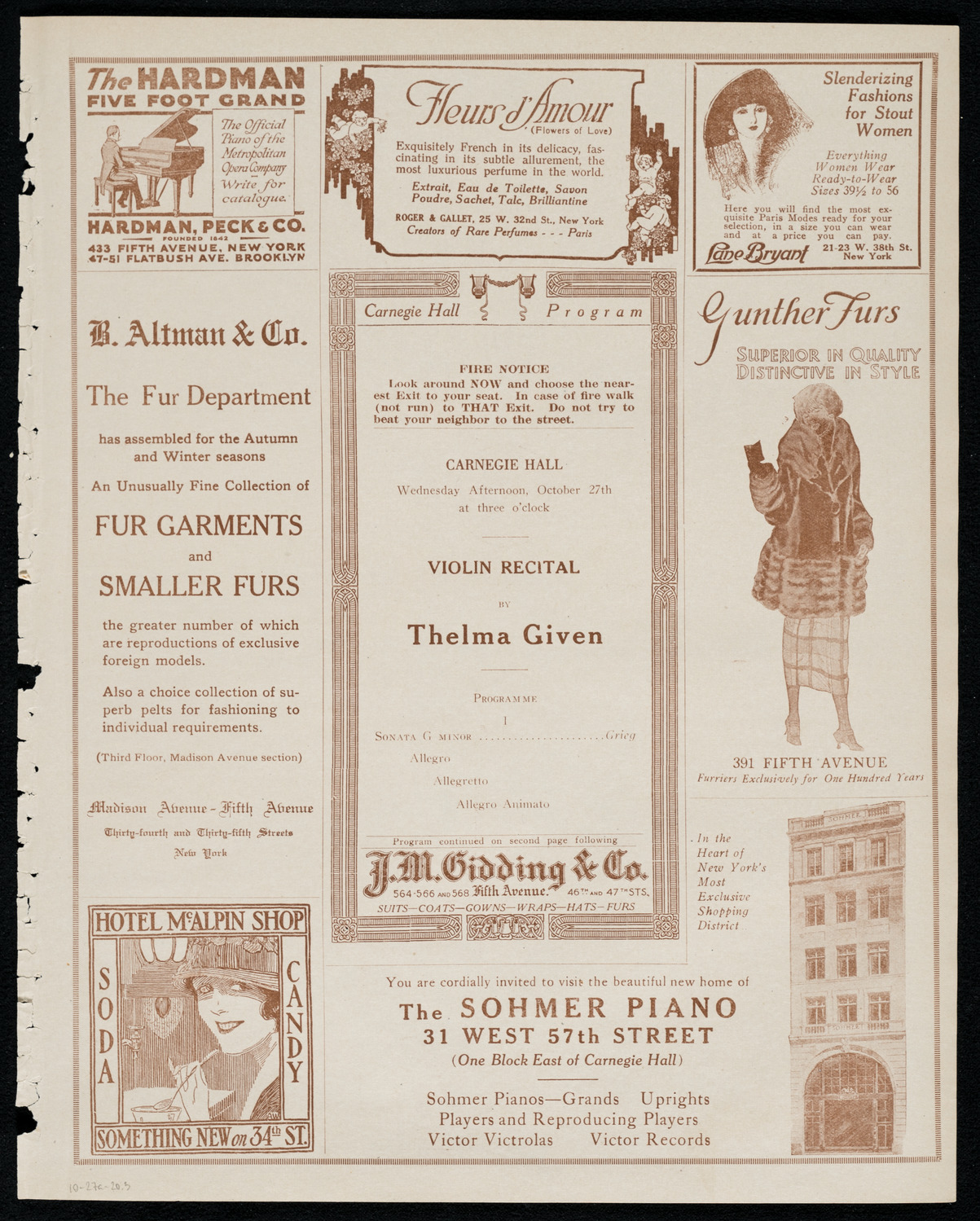 Thelma Given, Violin, October 27, 1920, program page 5