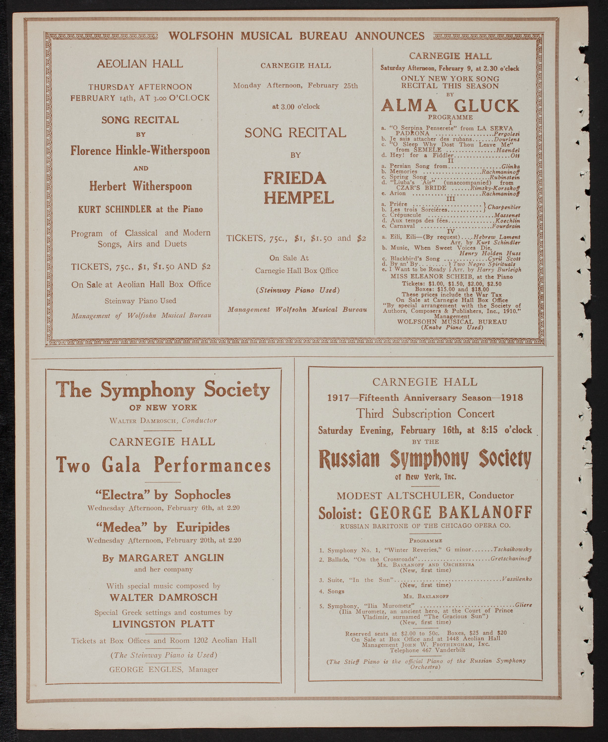 New York Philharmonic, February 3, 1918, program page 8