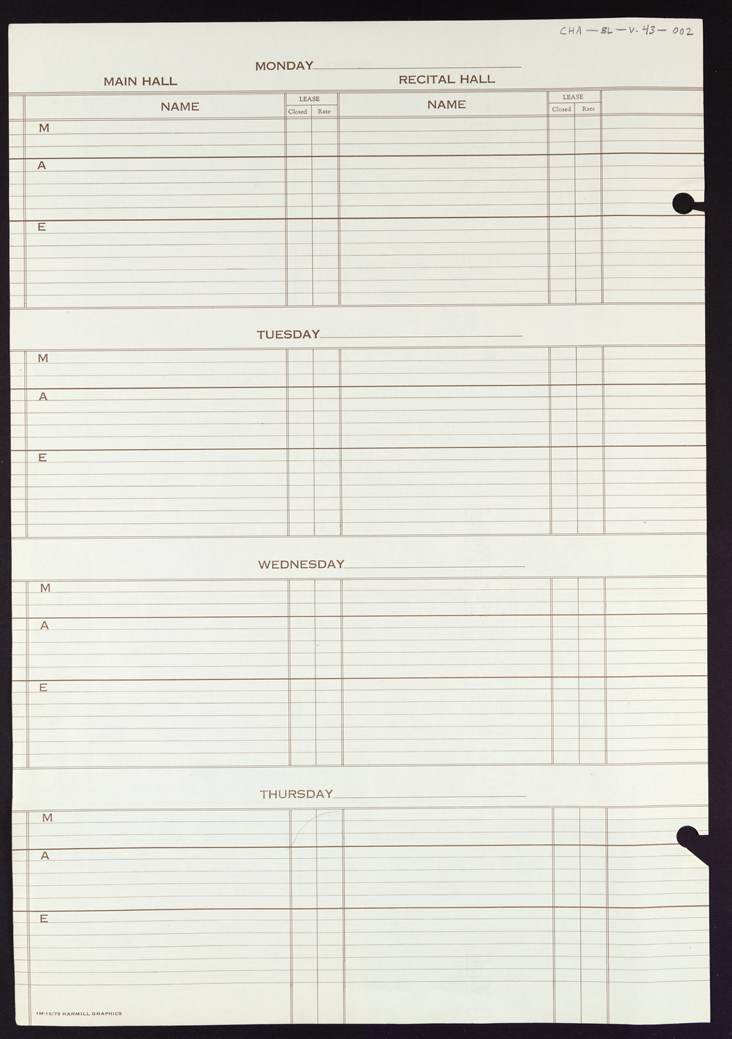 Carnegie Hall Booking Ledger, volume 43, page 2