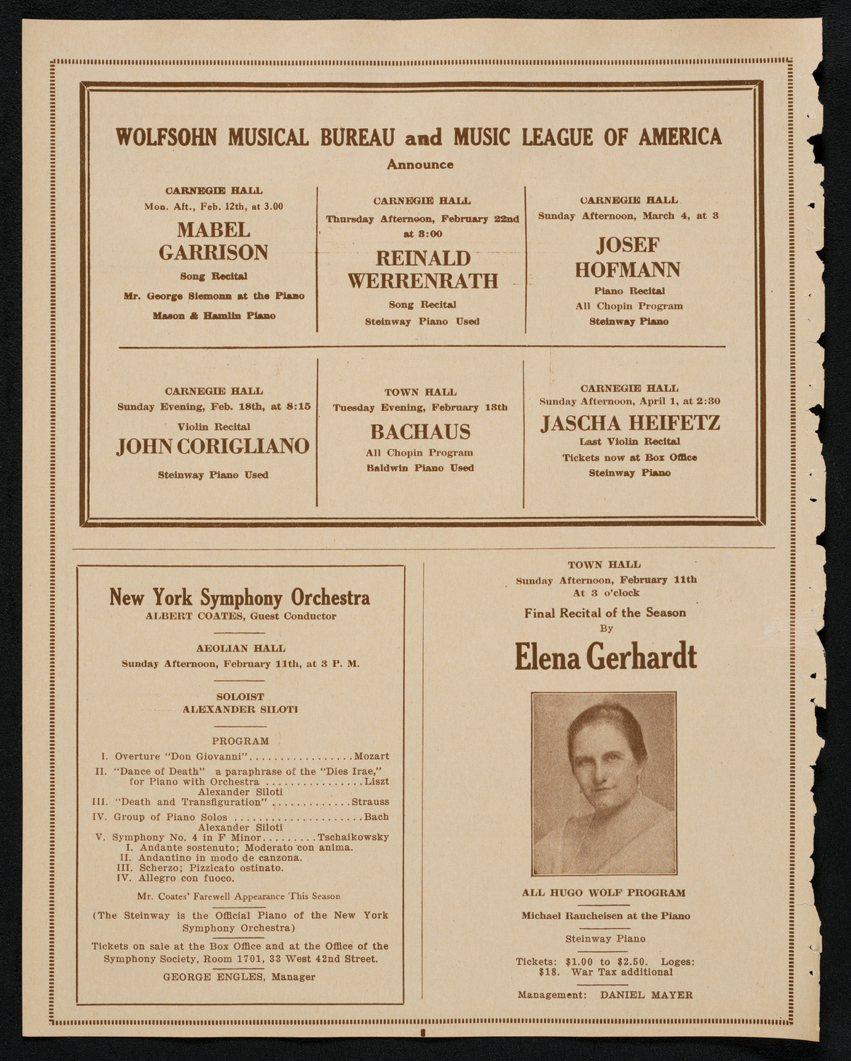 Johanna Gadski, Soprano, with City Symphony Orchestra, February 10, 1923, program page 8