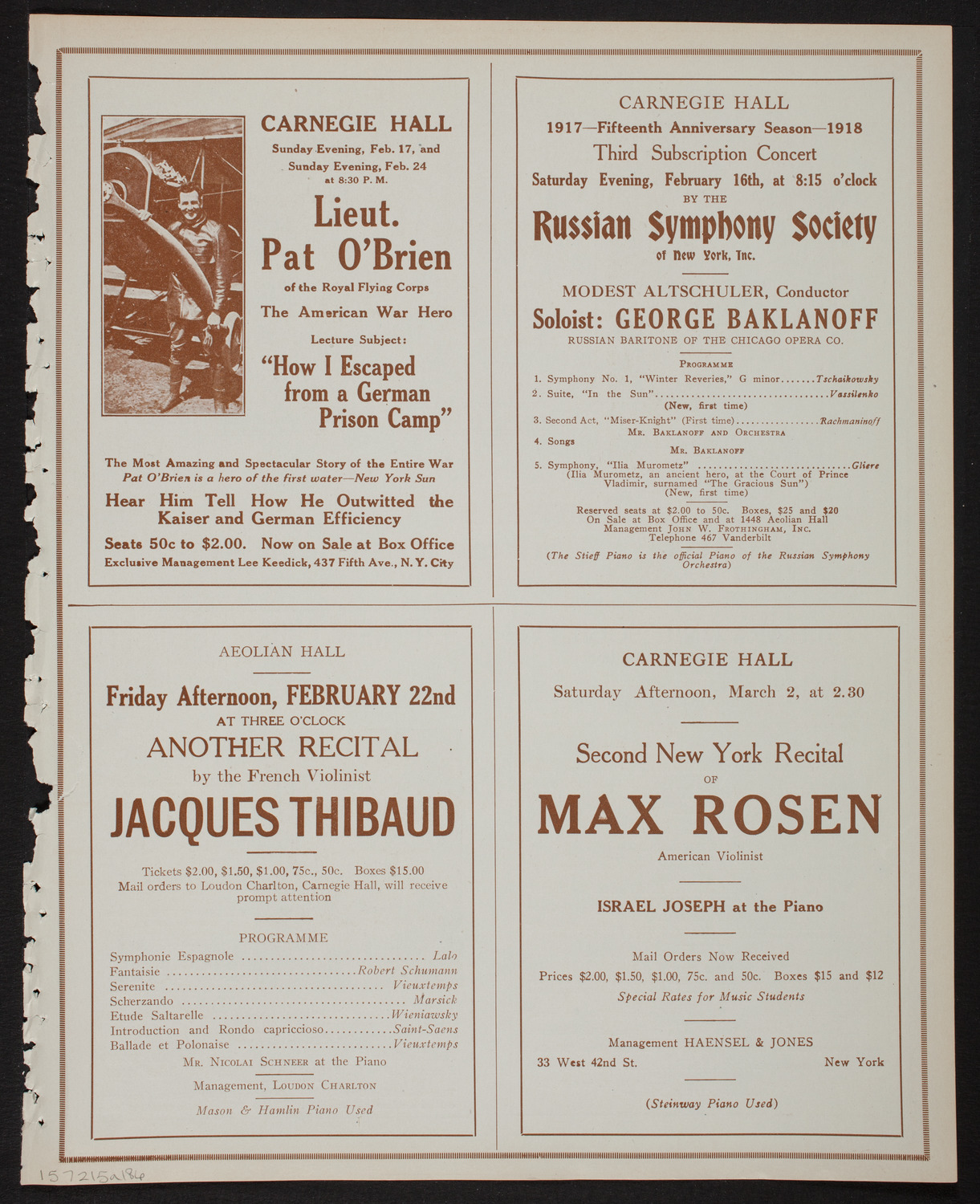 New York Symphony Orchestra, February 15, 1918, program page 11