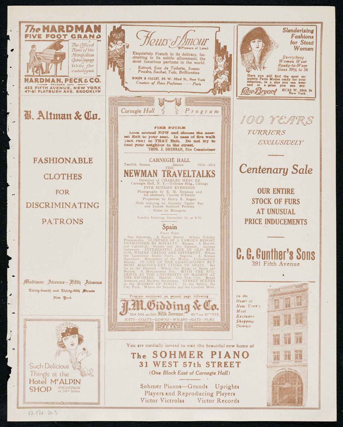 Newman Traveltalks: Spain, December 12, 1920, program page 5