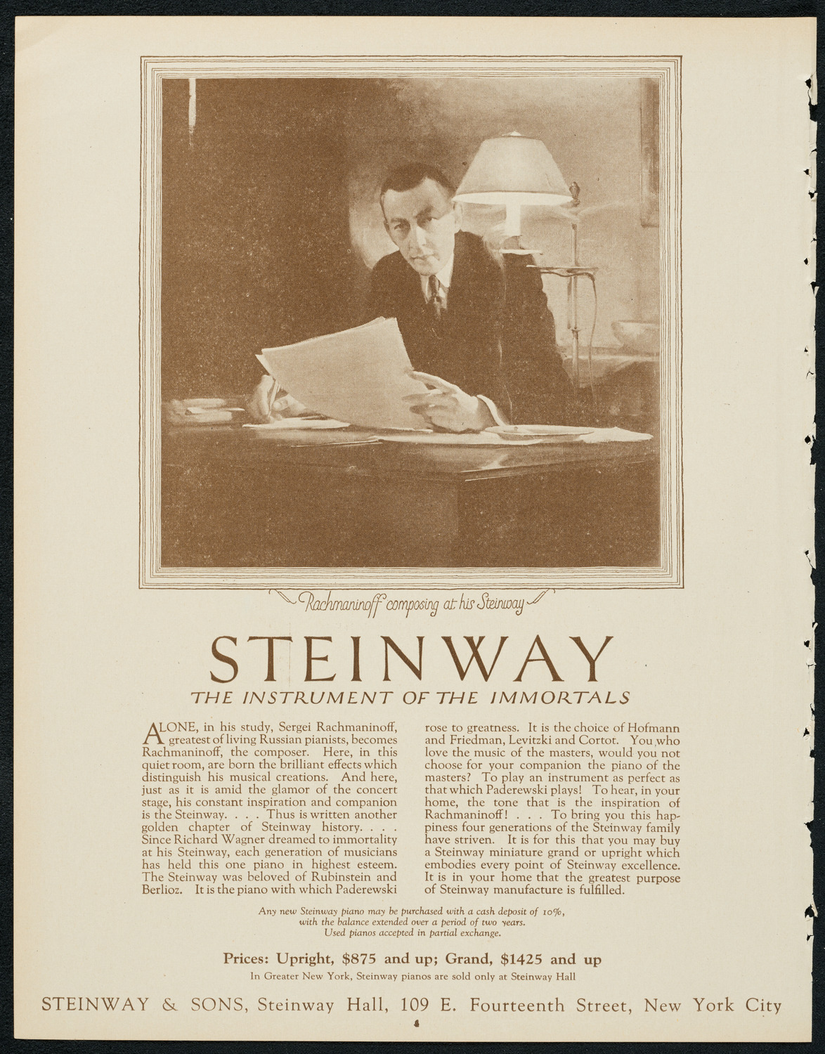Sergei Rachmaninoff, Piano, December 2, 1923, program page 4