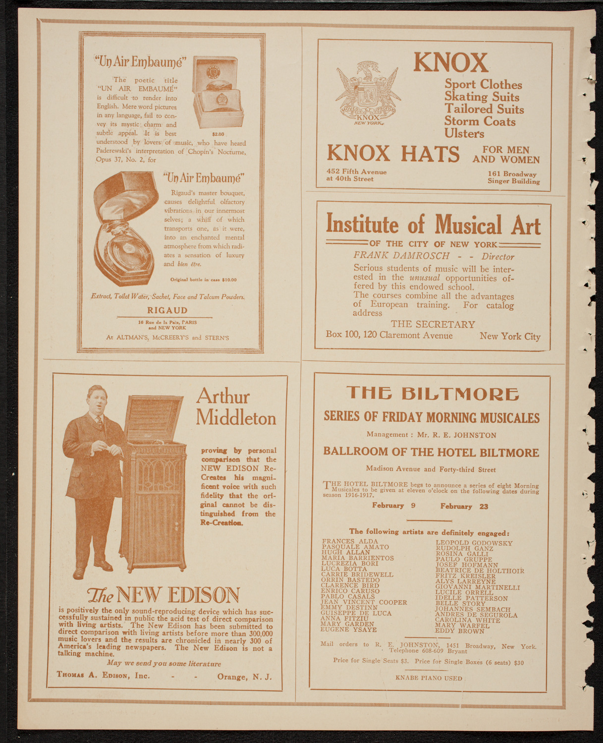 New York Symphony Orchestra, January 27, 1917, program page 2