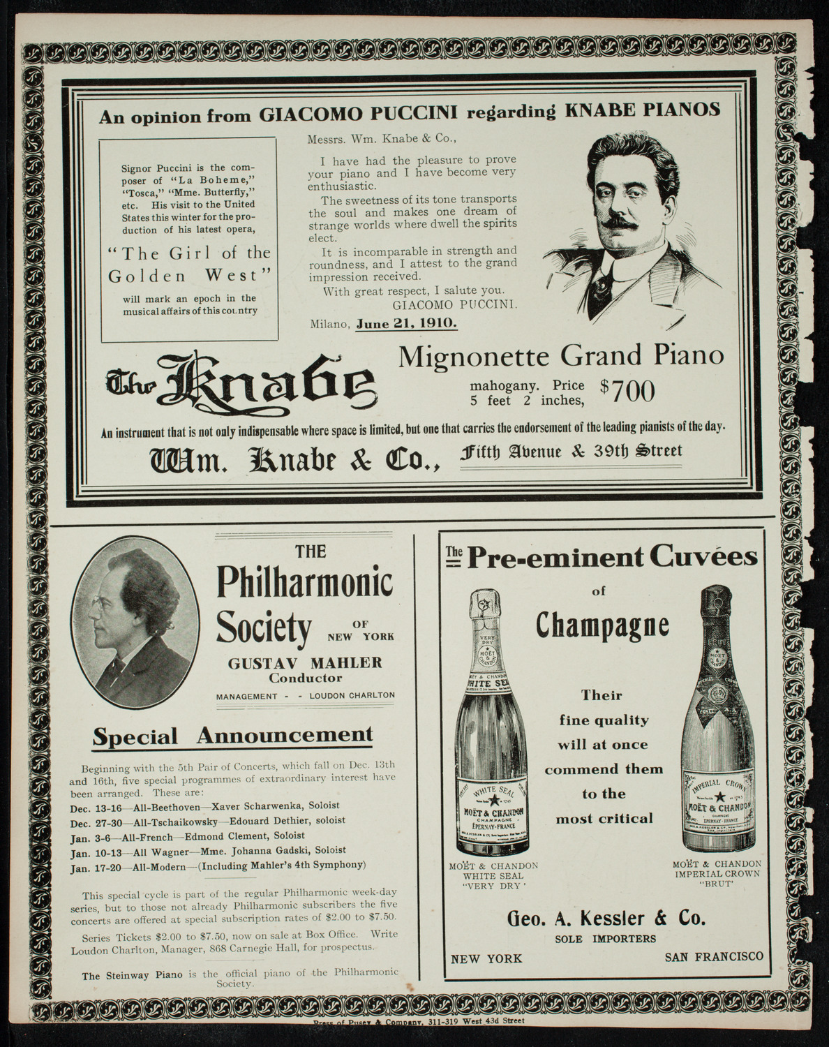 Volpe Symphony Society of New York, December 4, 1910, program page 12
