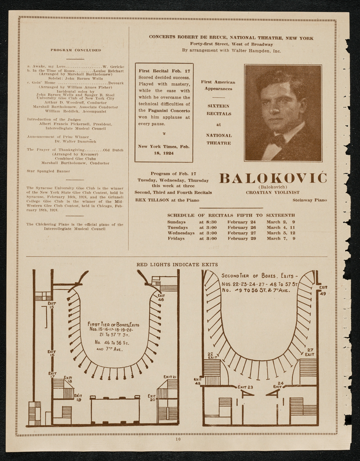 Intercollegiate Glee Club Contest, March 1, 1924, program page 10