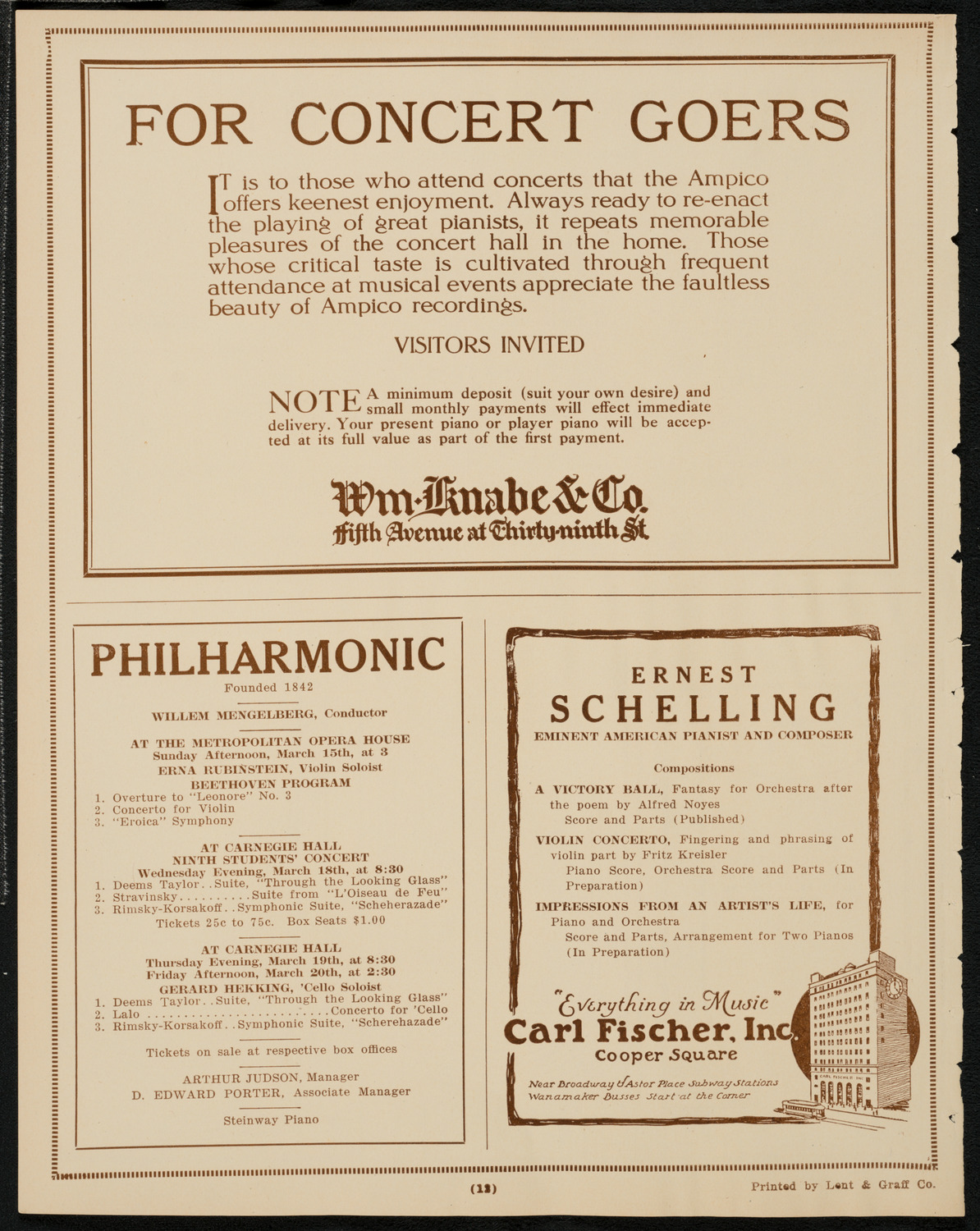 Philadelphia Orchestra, March 10, 1925, program page 12