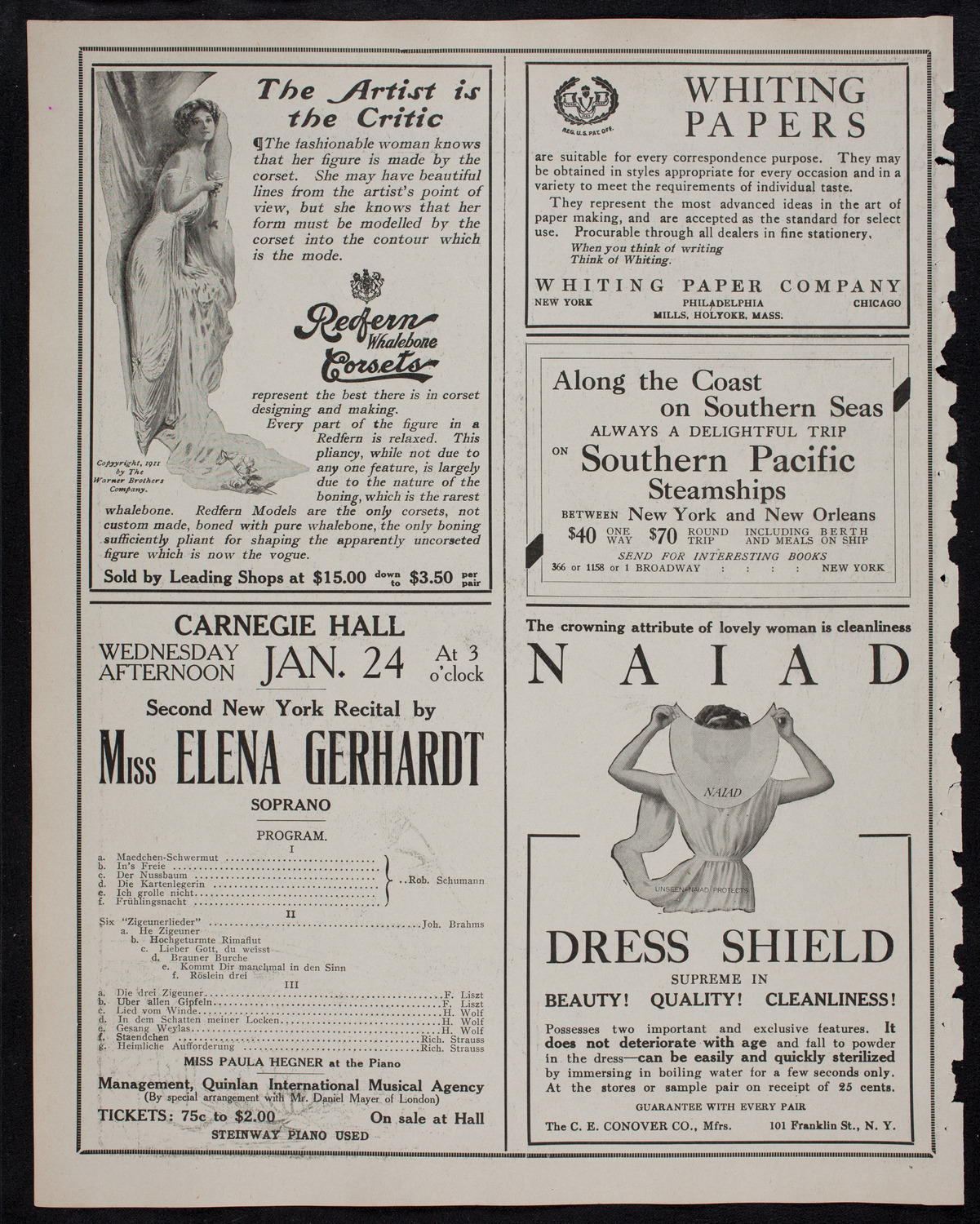 Leo Slezak, Tenor, January 16, 1912, program page 2