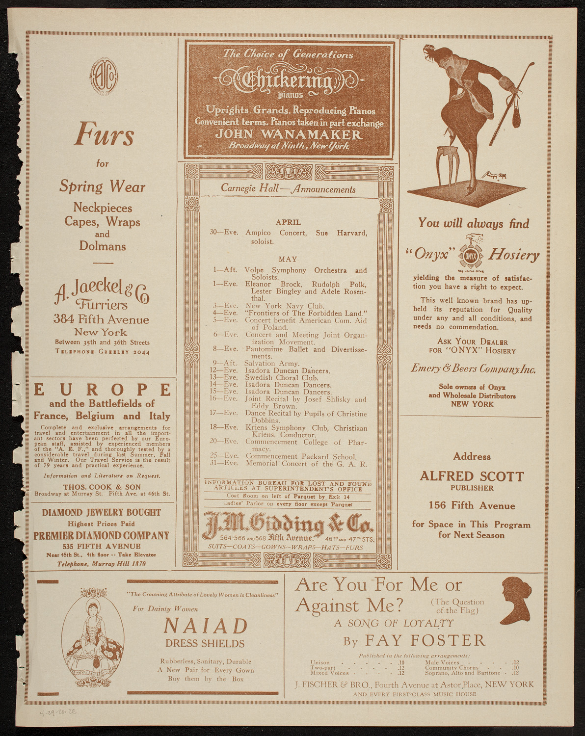 Benefit: St. Andrew's One Cent Coffee Stands Society, April 29, 1920, program page 3