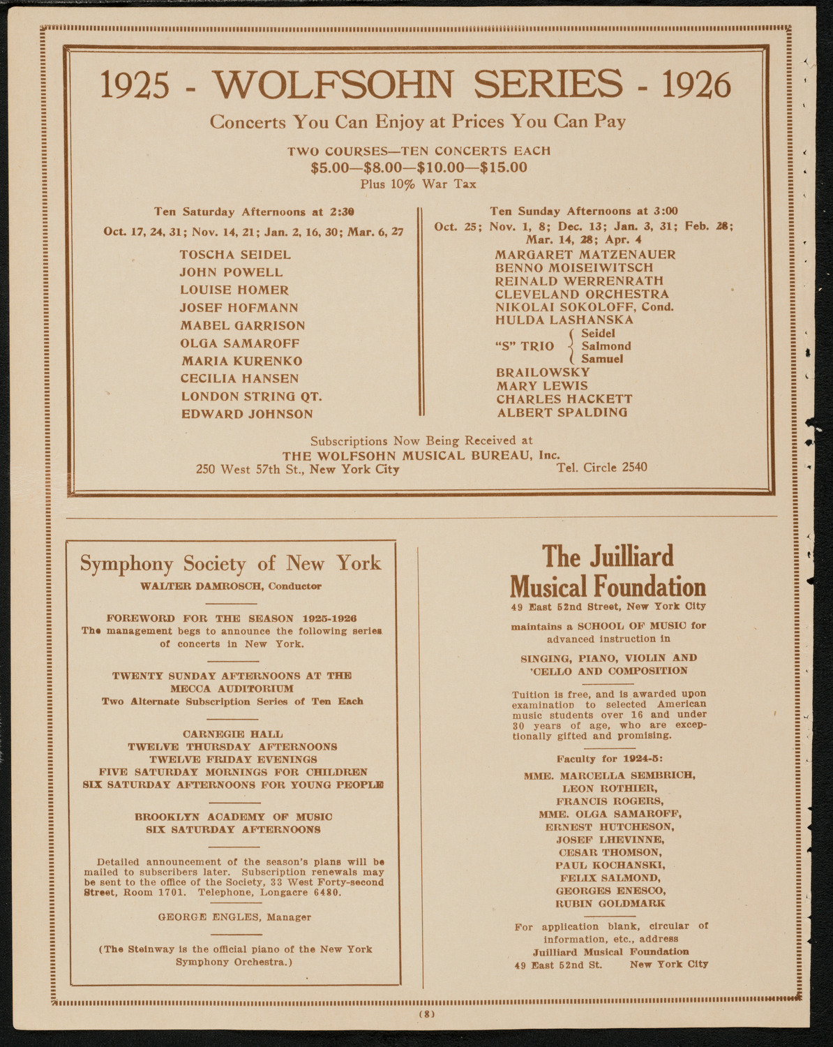 Stockholm University Singers, June 4, 1925, program page 8