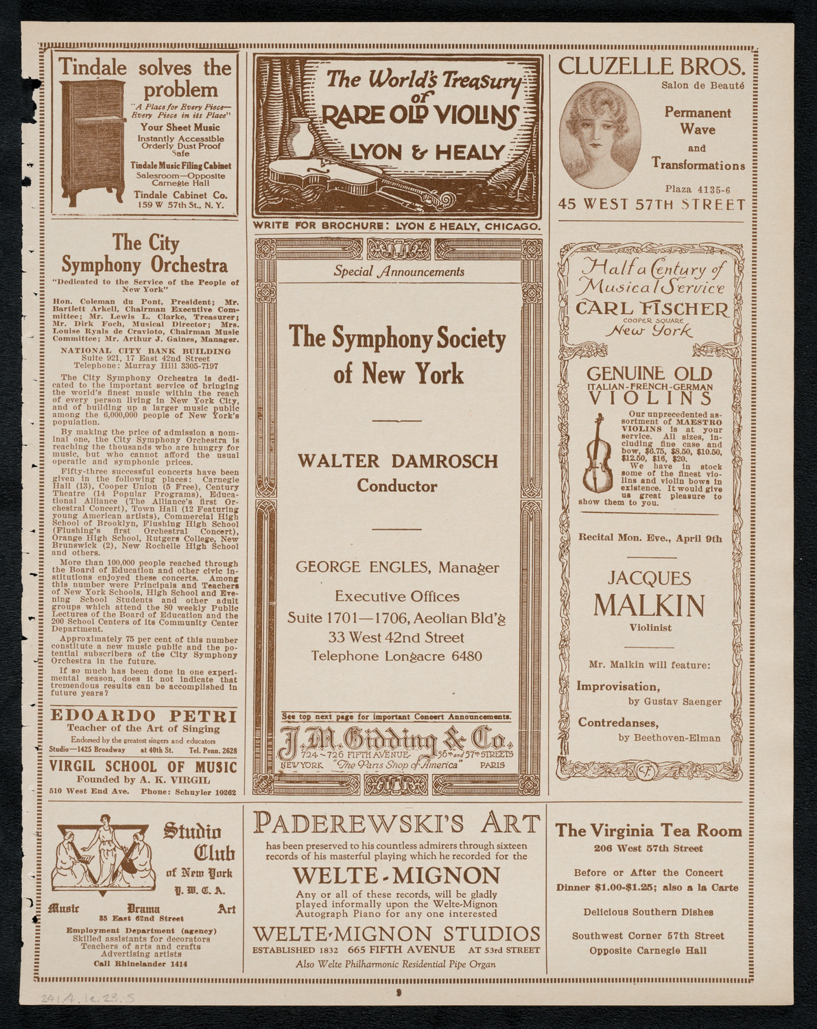 Fritz Kreisler, Violin, April 1, 1923, program page 9