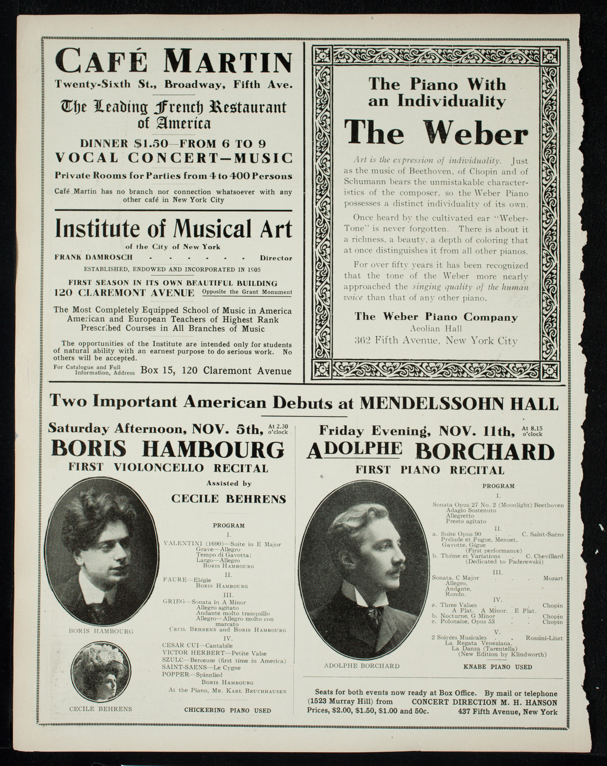 New York Philharmonic, November 1, 1910, program page 6