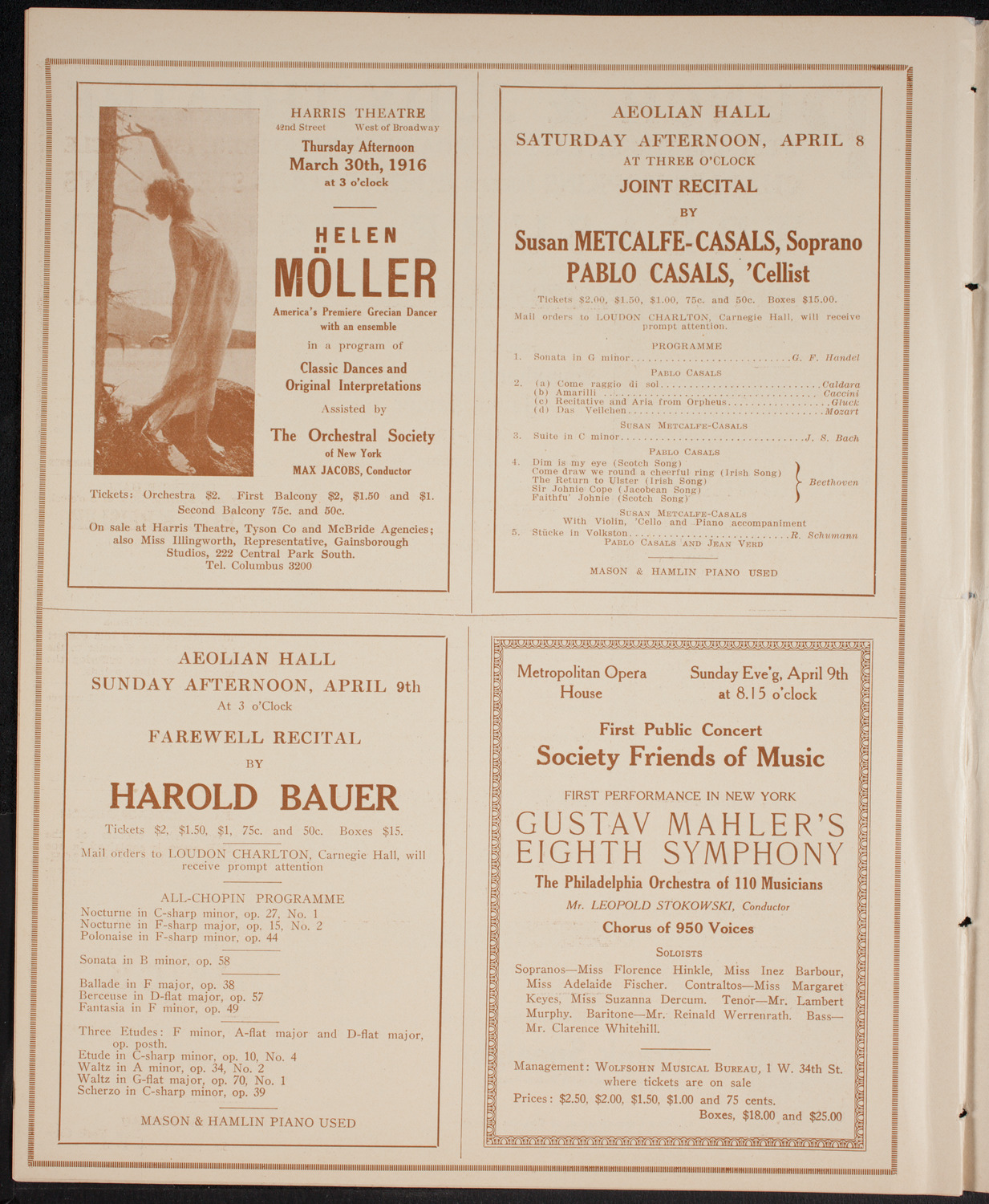 New York Philharmonic, March 26, 1916, program page 10