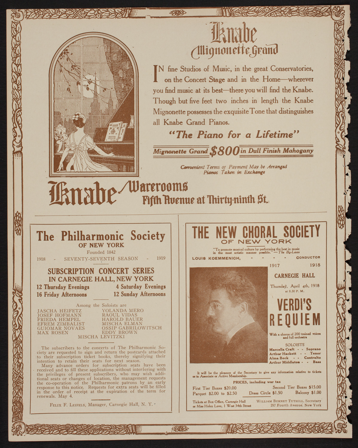 New York Philharmonic, March 24, 1918, program page 12