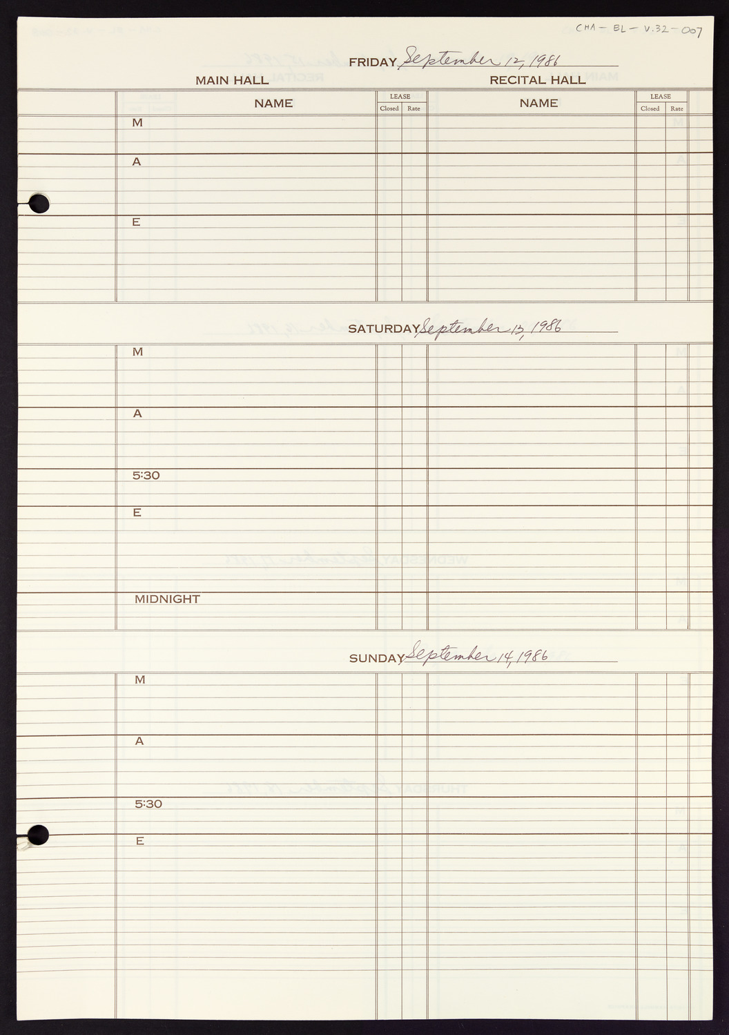 Carnegie Hall Booking Ledger, volume 32, page 7