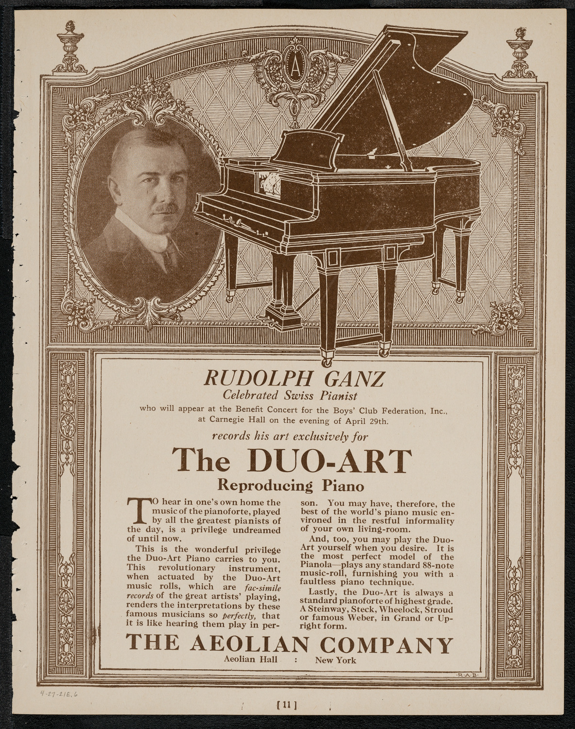 Josef Rosenblatt, Tenor and Mana Zucca, Composer and Pianist, April 27, 1921, program page 11