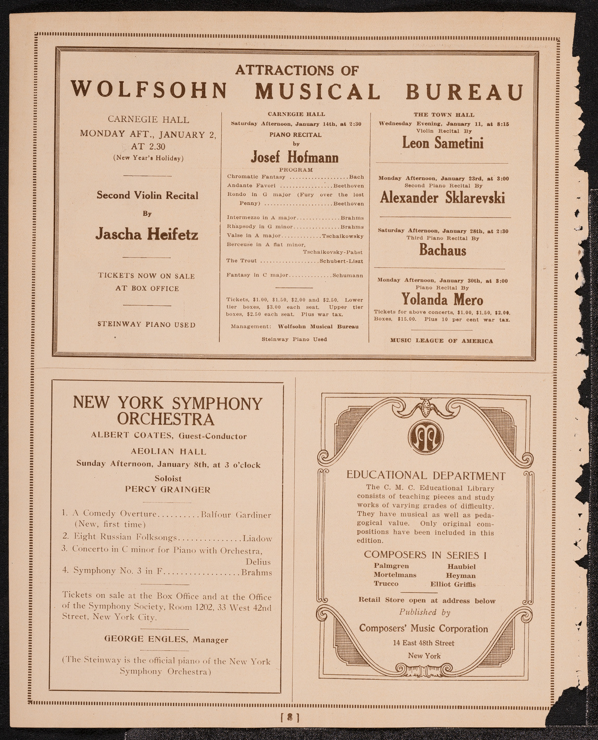 New York Symphony Orchestra, December 30, 1921, program page 8