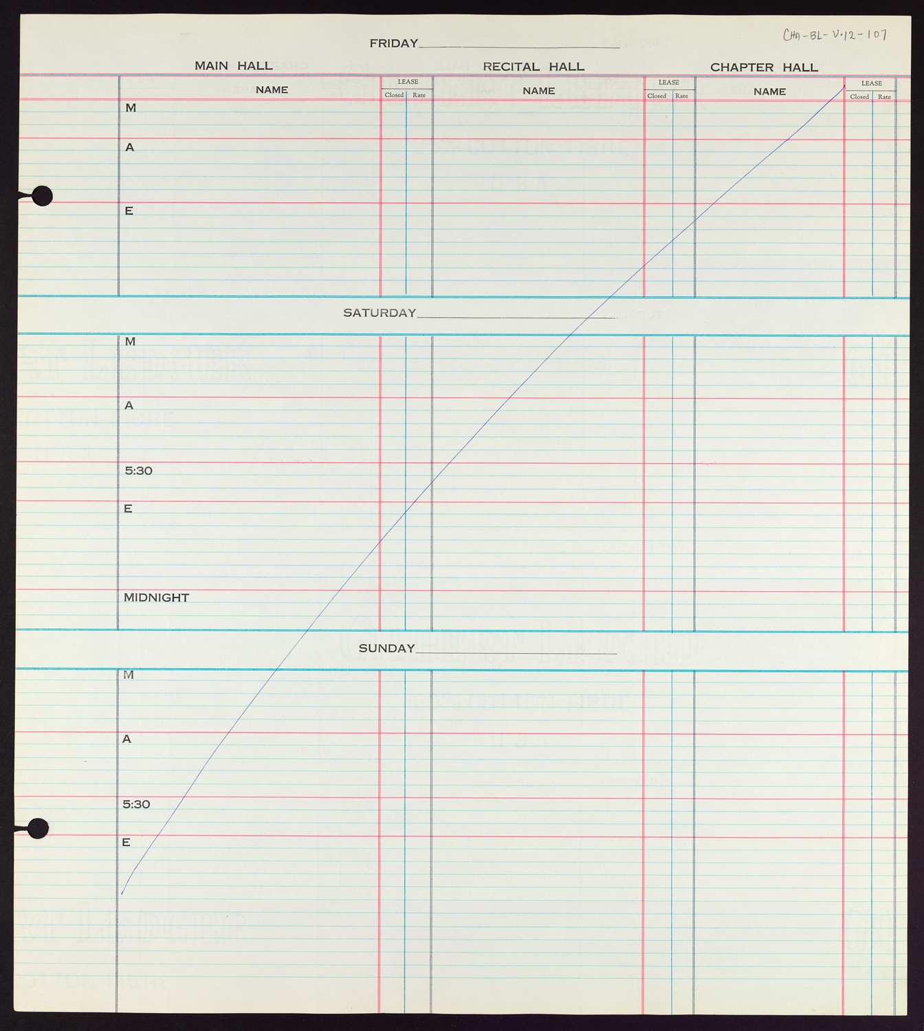 Carnegie Hall Booking Ledger, volume 12, page 107