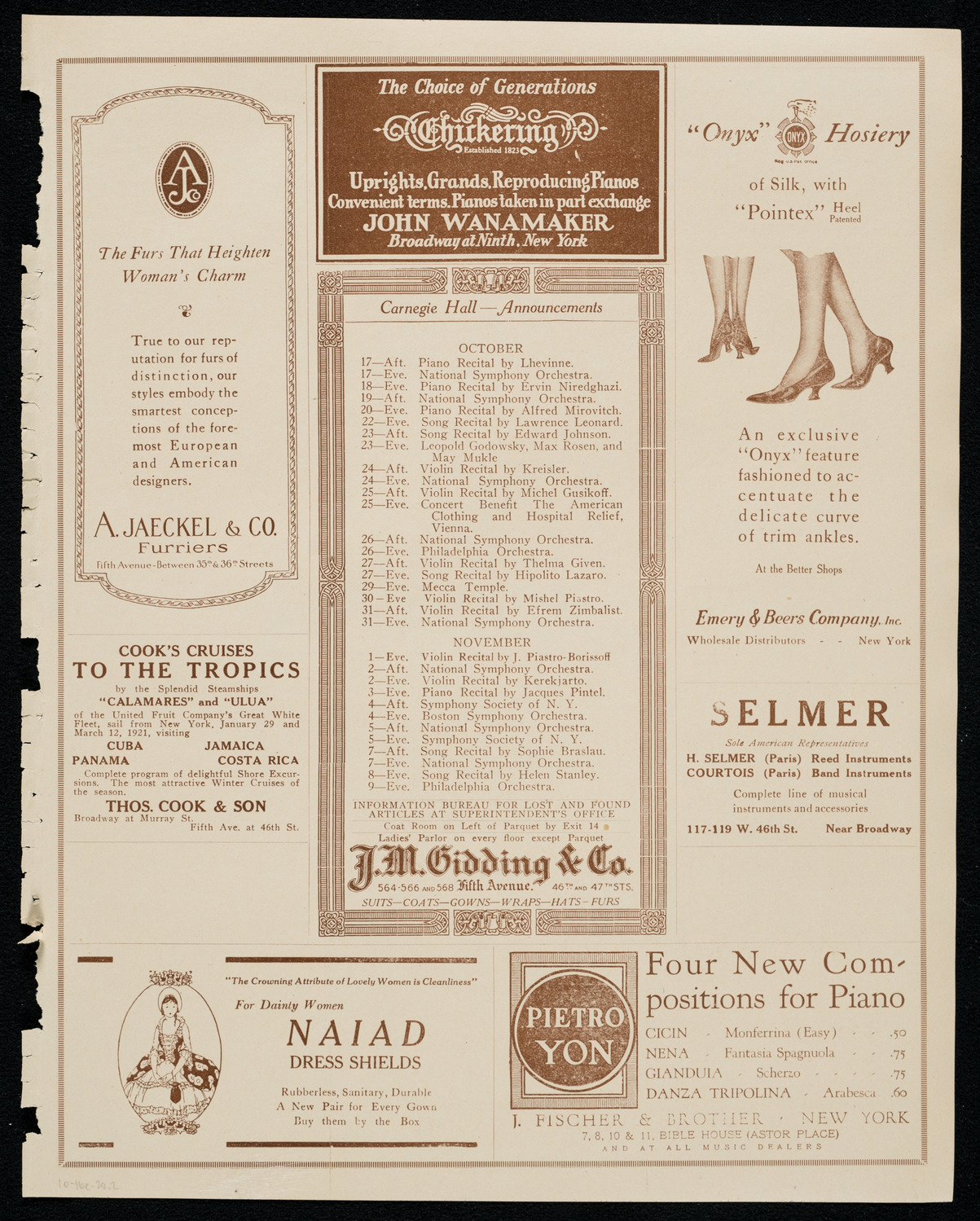 Benefit: St. Joseph's Summer Institute, October 16, 1920, program page 3