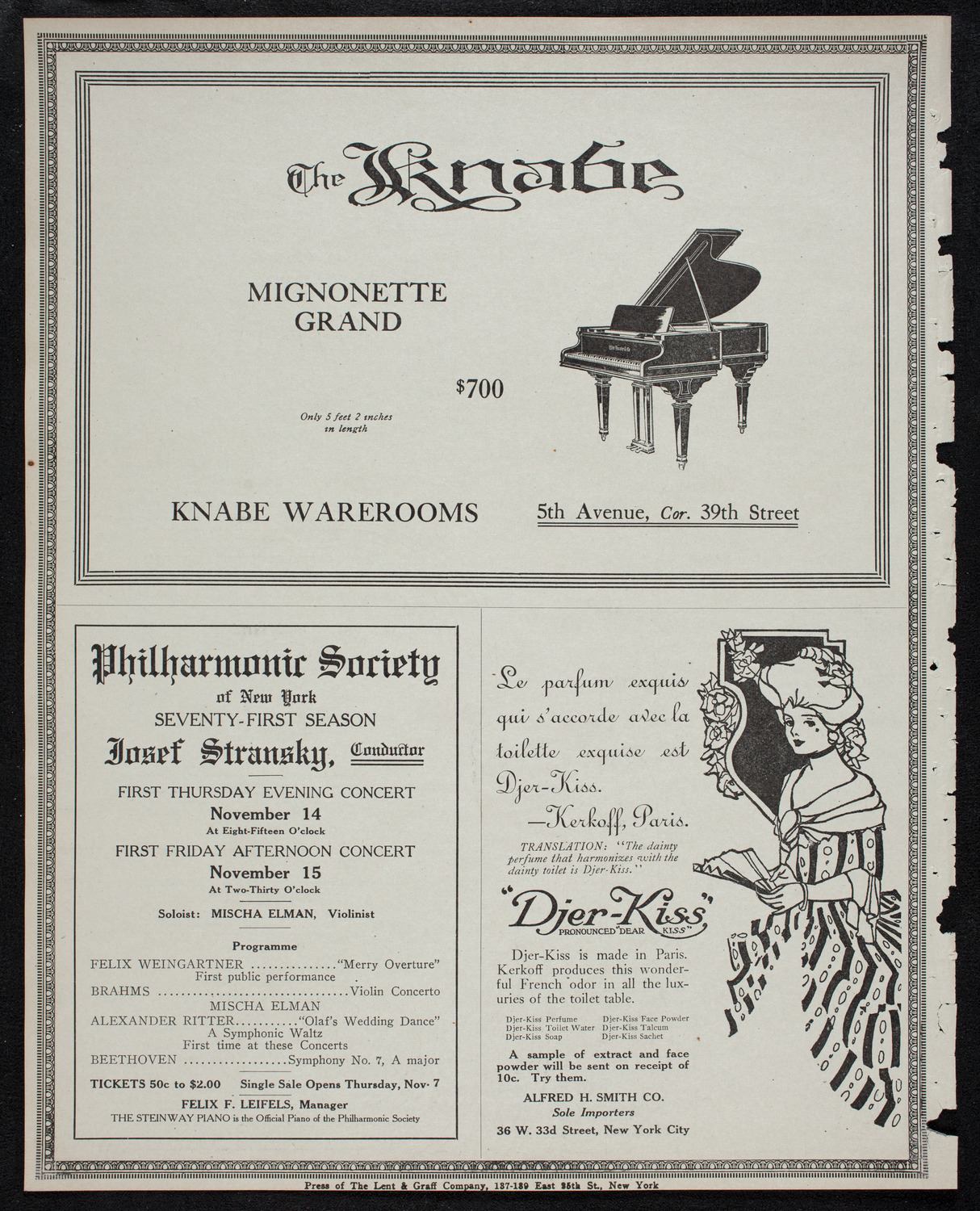 Rudolph Ganz, Piano, November 10, 1912, program page 12