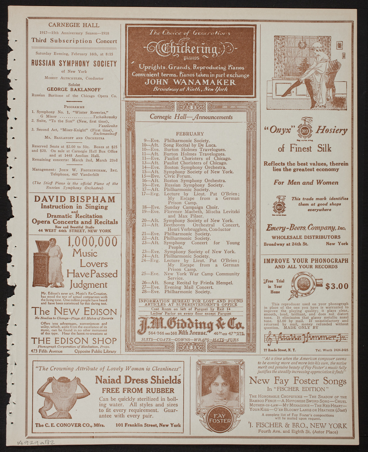 Alma Gluck, Soprano, February 9, 1918, program page 3