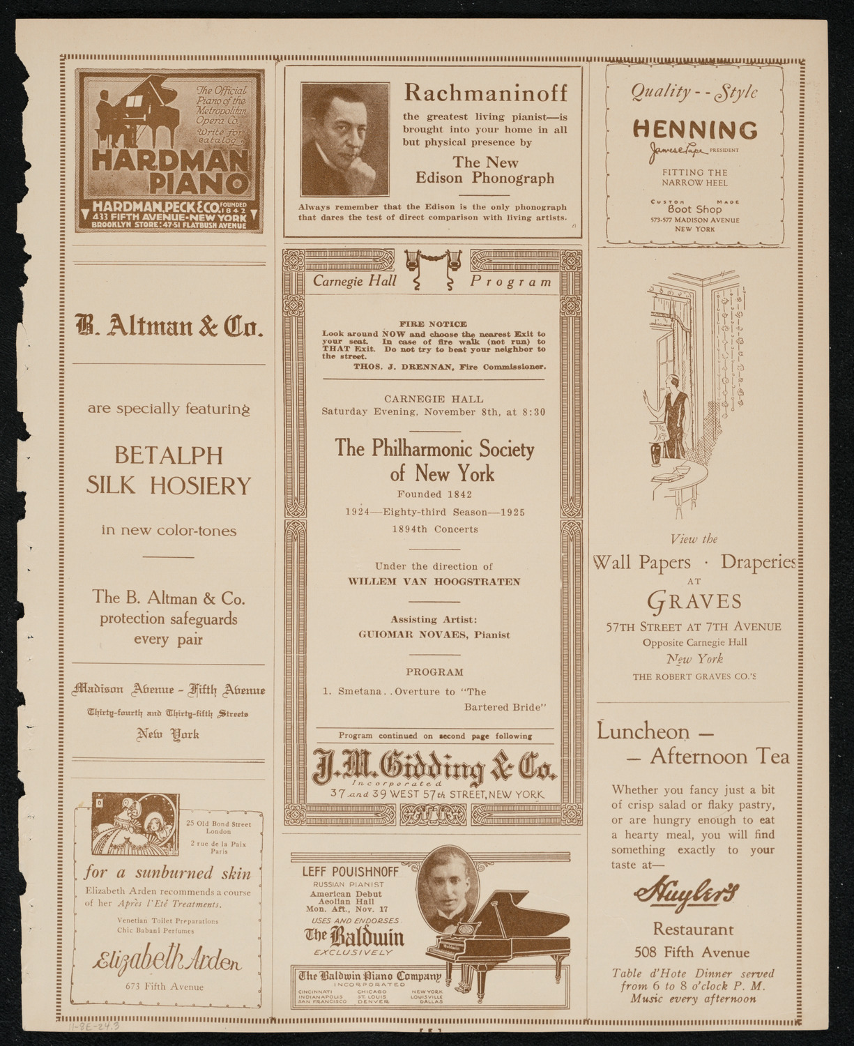 New York Philharmonic, November 8, 1924, program page 5