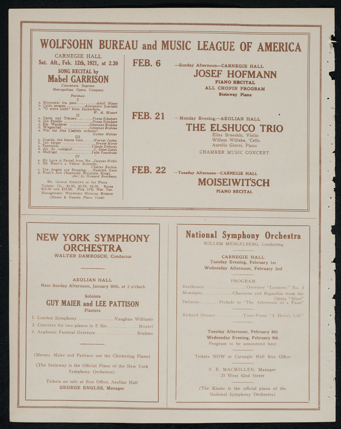 New York Philharmonic, January 28, 1921, program page 8