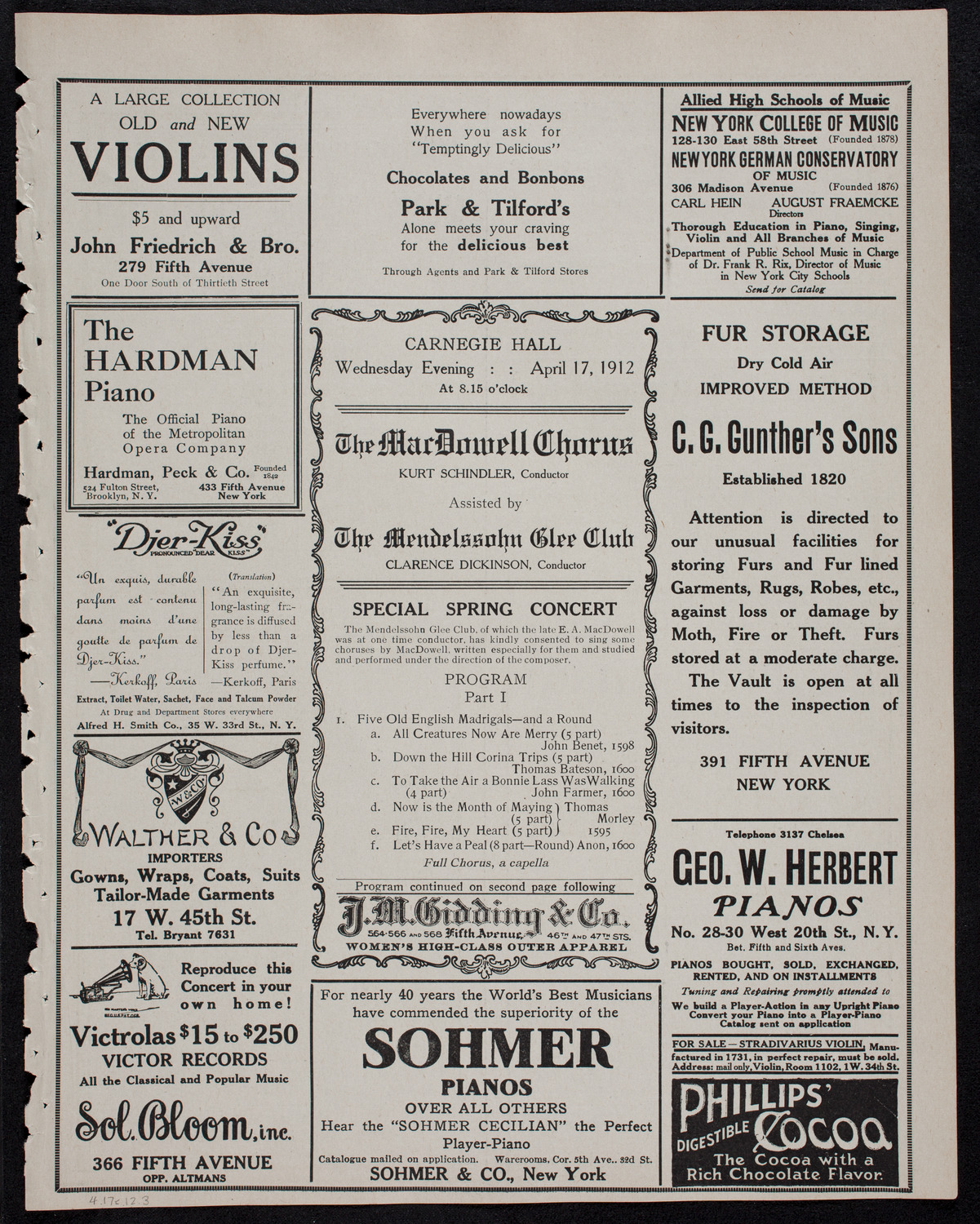 MacDowell Chorus, April 17, 1912, program page 5