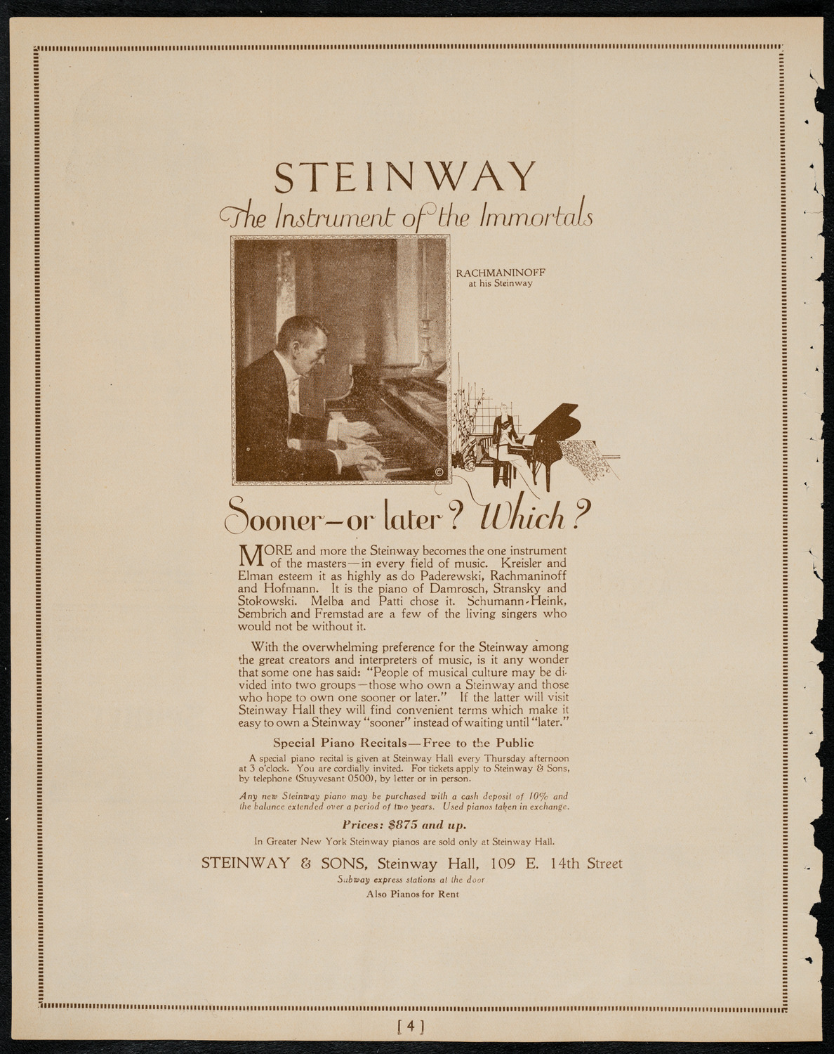 New York Philharmonic, March 9, 1922, program page 4