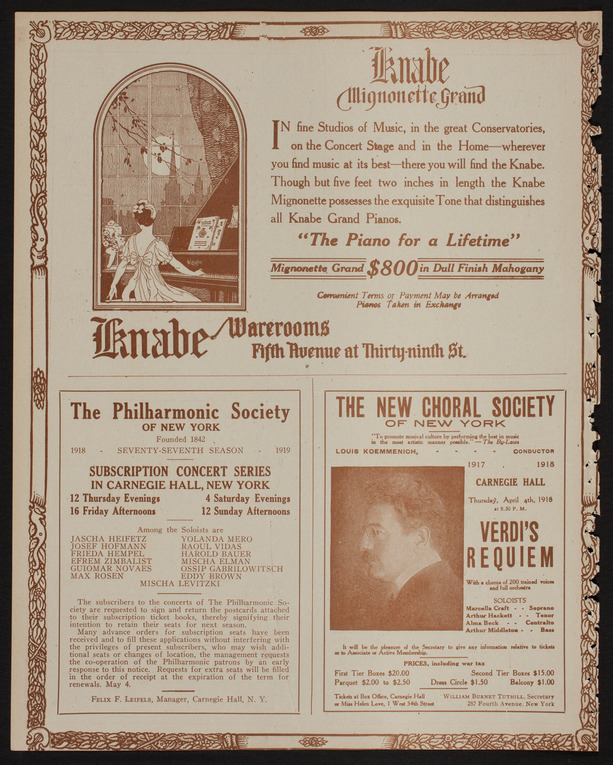 Society of the Friends of Music: Philadelphia Orchestra, March 27, 1918, program page 12
