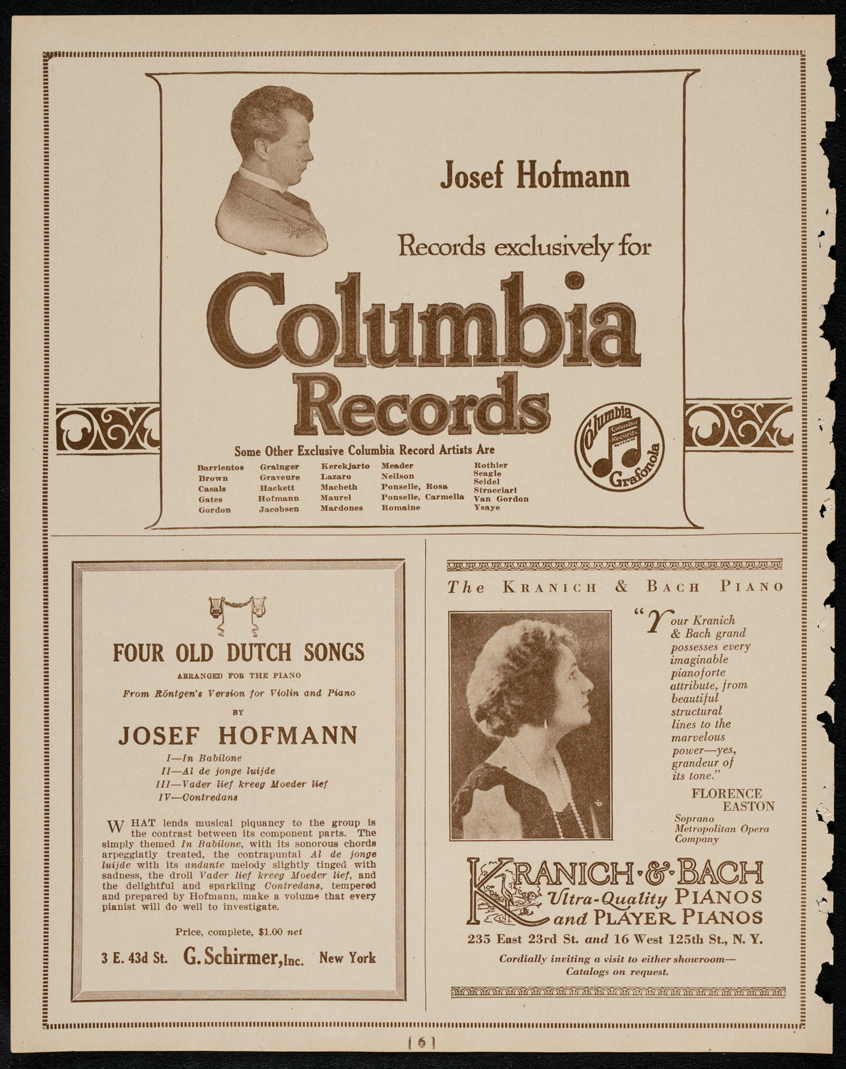 Josef Hofmann, Piano, February 22, 1922, program page 6