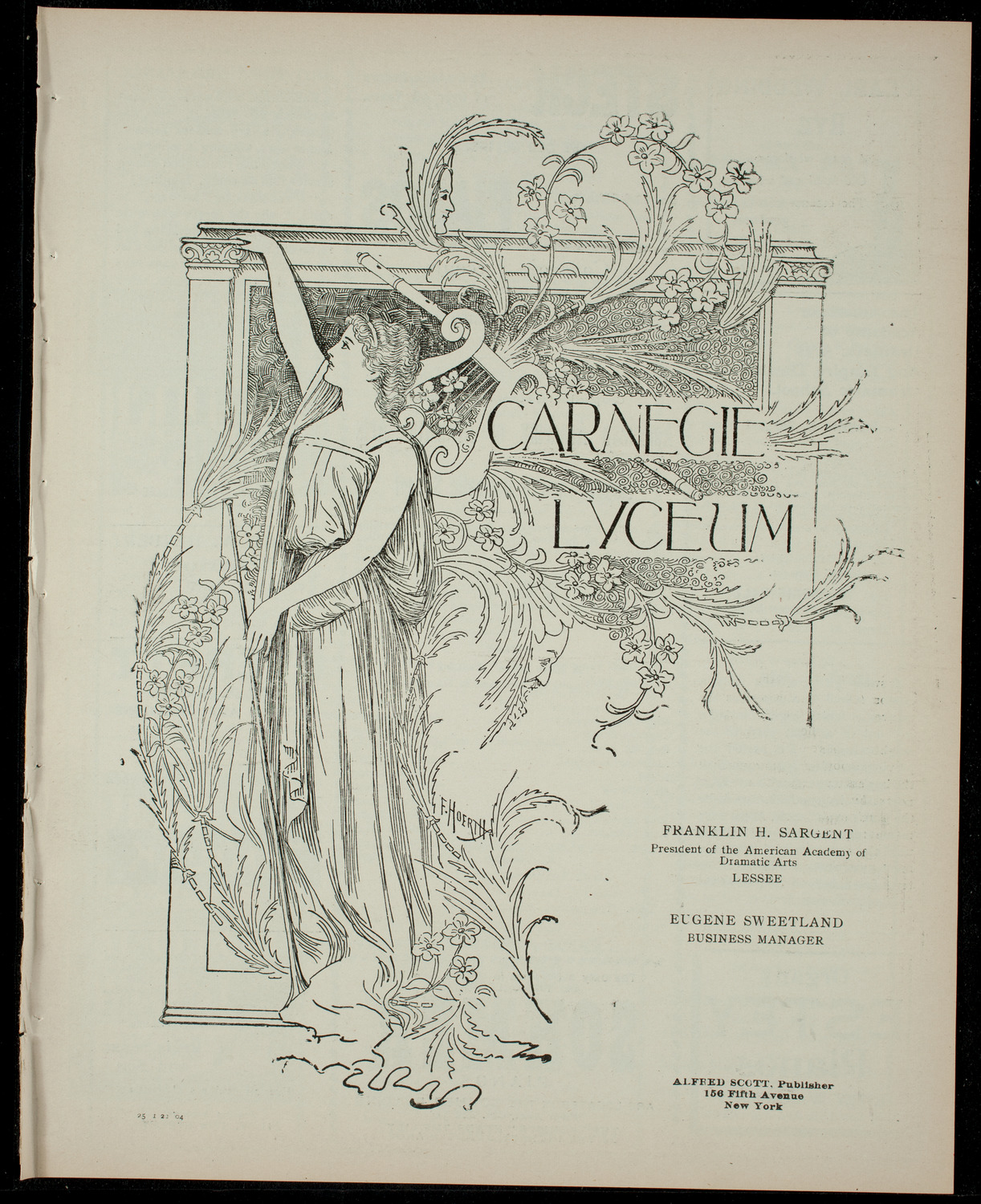 Academy Stock Company of the American Academy of Dramatic Arts/Empire Theatre Dramatic School, January 22, 1904, program page 1