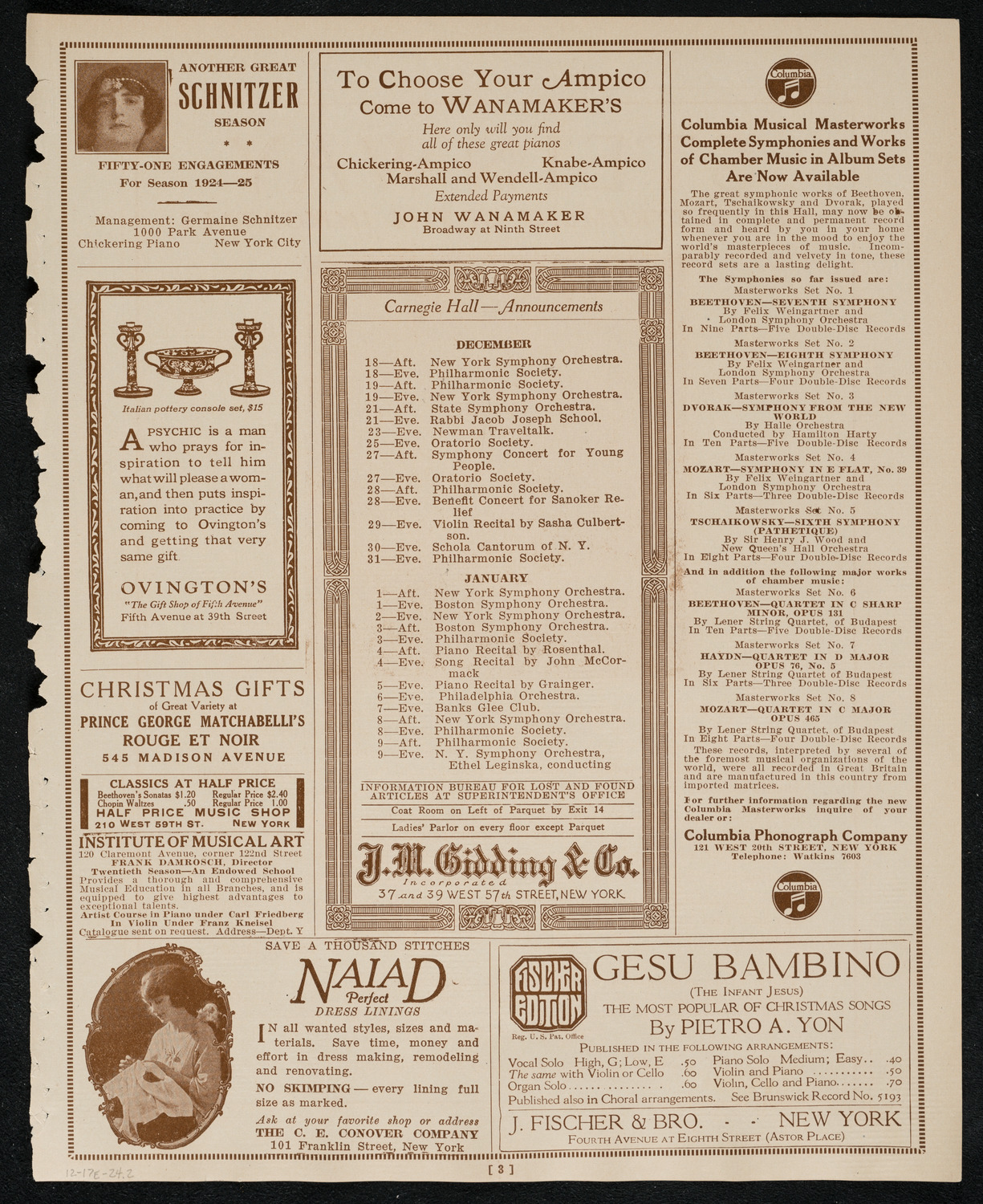 State Symphony Orchestra of New York, December 17, 1924, program page 3